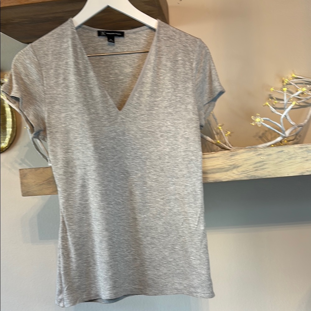 Gray V-Neck Women's Top